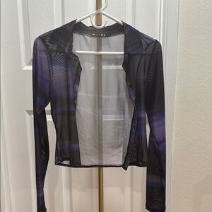 Motel Sheer Black and Purple Long Sleeve Top